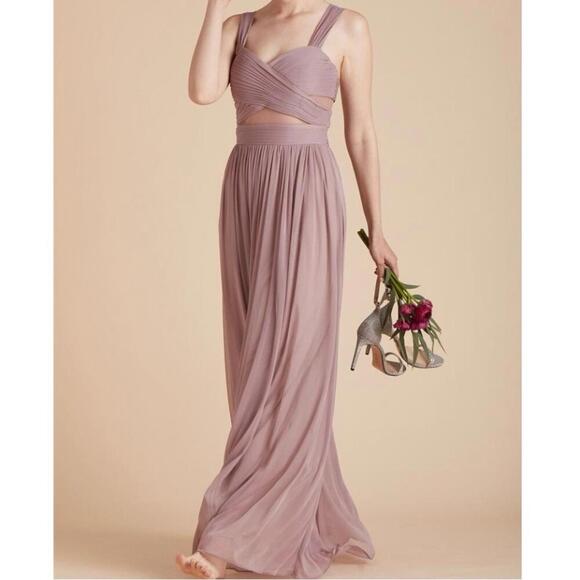 Birdy Grey Dresses & Skirts - Birdie Grey Mauve Dress Sheer Cutouts Bridesmaid Evening Gown medium full length